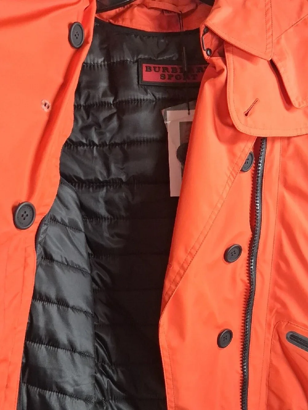Burberry Sport Orange Double-Breasted Trench Jacket - Picture 3 of 16
